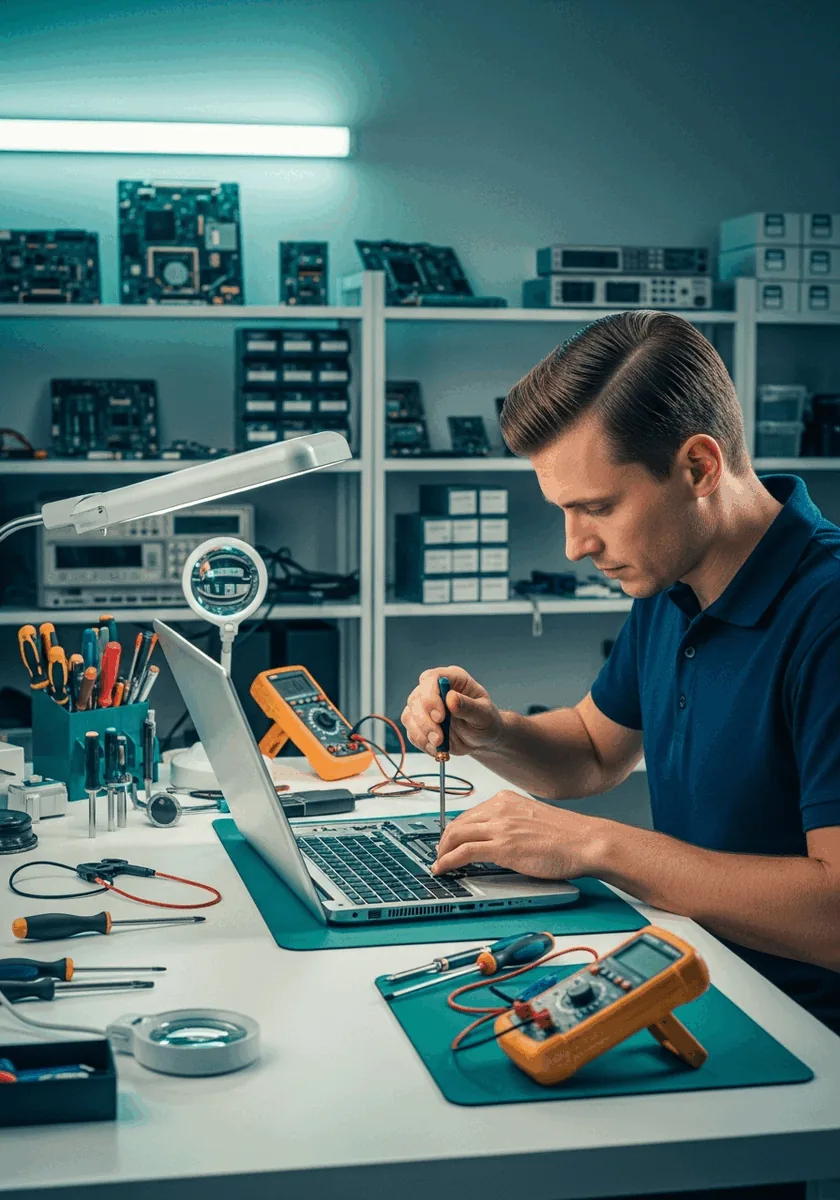 IT technician laptop repair service in Charmhaven Professional computer repair technician fixing a laptop in Charmhaven for Koastal Kollective